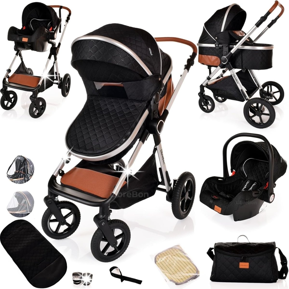 3in1 Baby Travel System Pram Pushchair Car Seat Folding Stroller - Kwikley