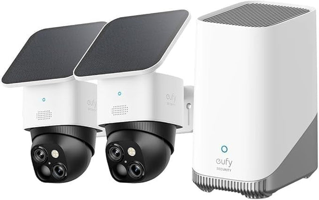 3K Dual Lens Solar Security Camera Kit 360° PTZ Wireless No Fee