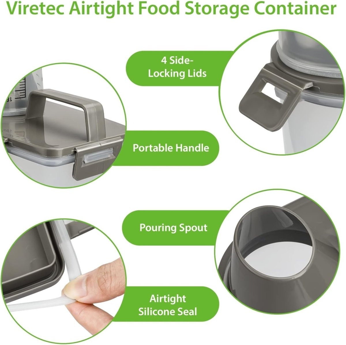 3L BPA Free Airtight Dry Food Storage Container w Spout - Kwikley
