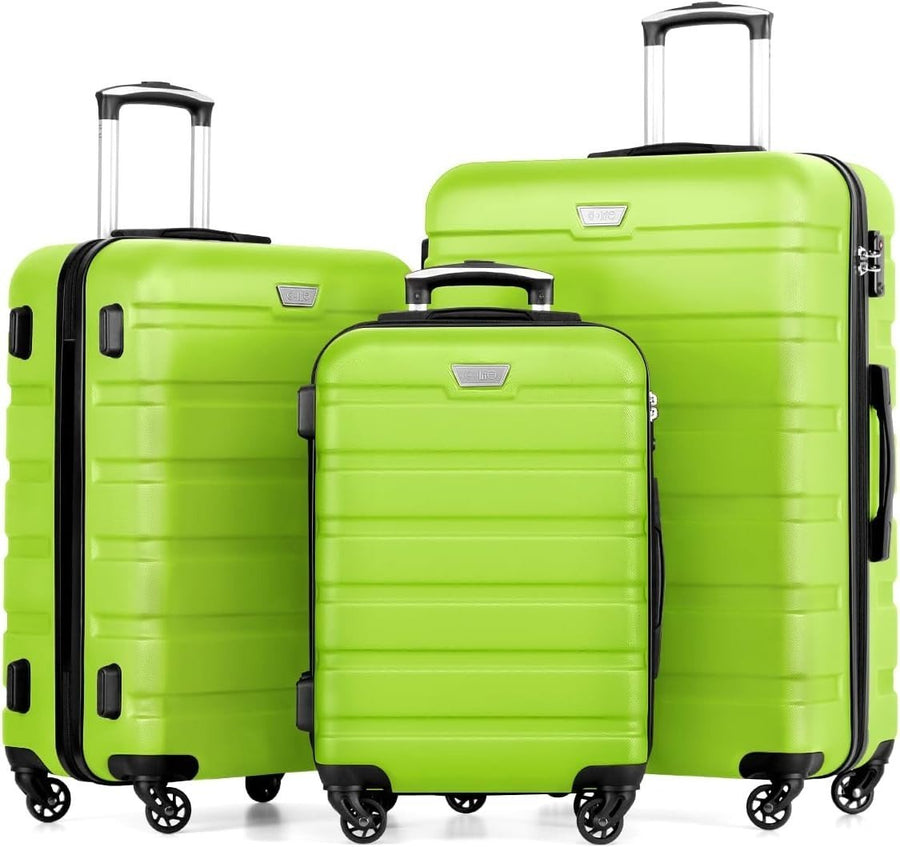 3pc Hard Shell Luggage Set 20in 24in 28in TSA Lock Silent Wheels - Kwikley