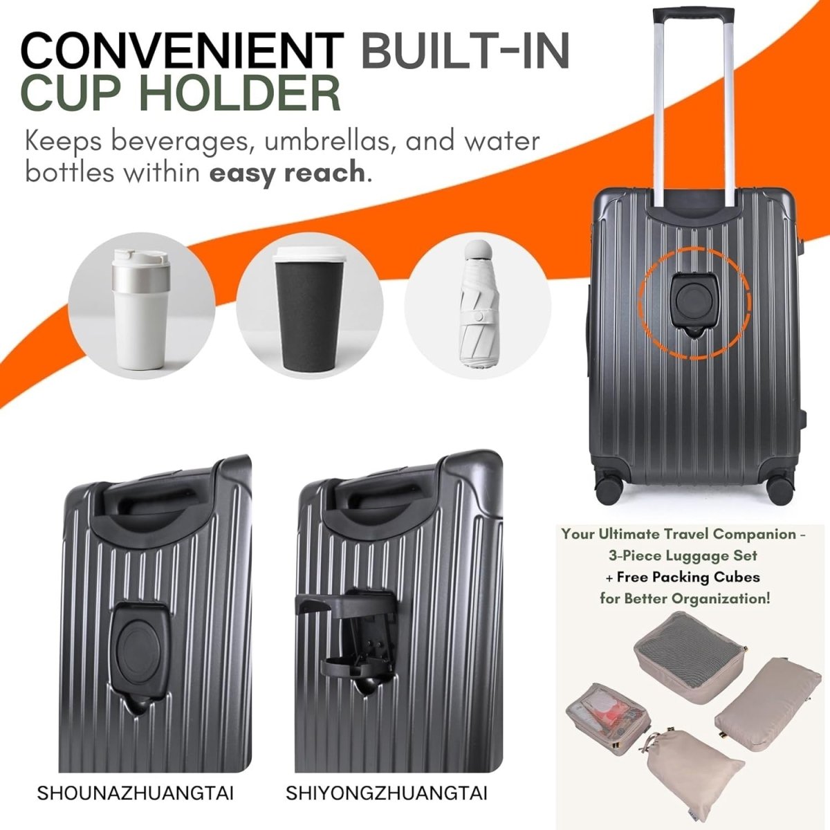 3pc Hard Shell Suitcase Set Cabin Medium Large TSA Lock 4 Wheel Spinner - Kwikley