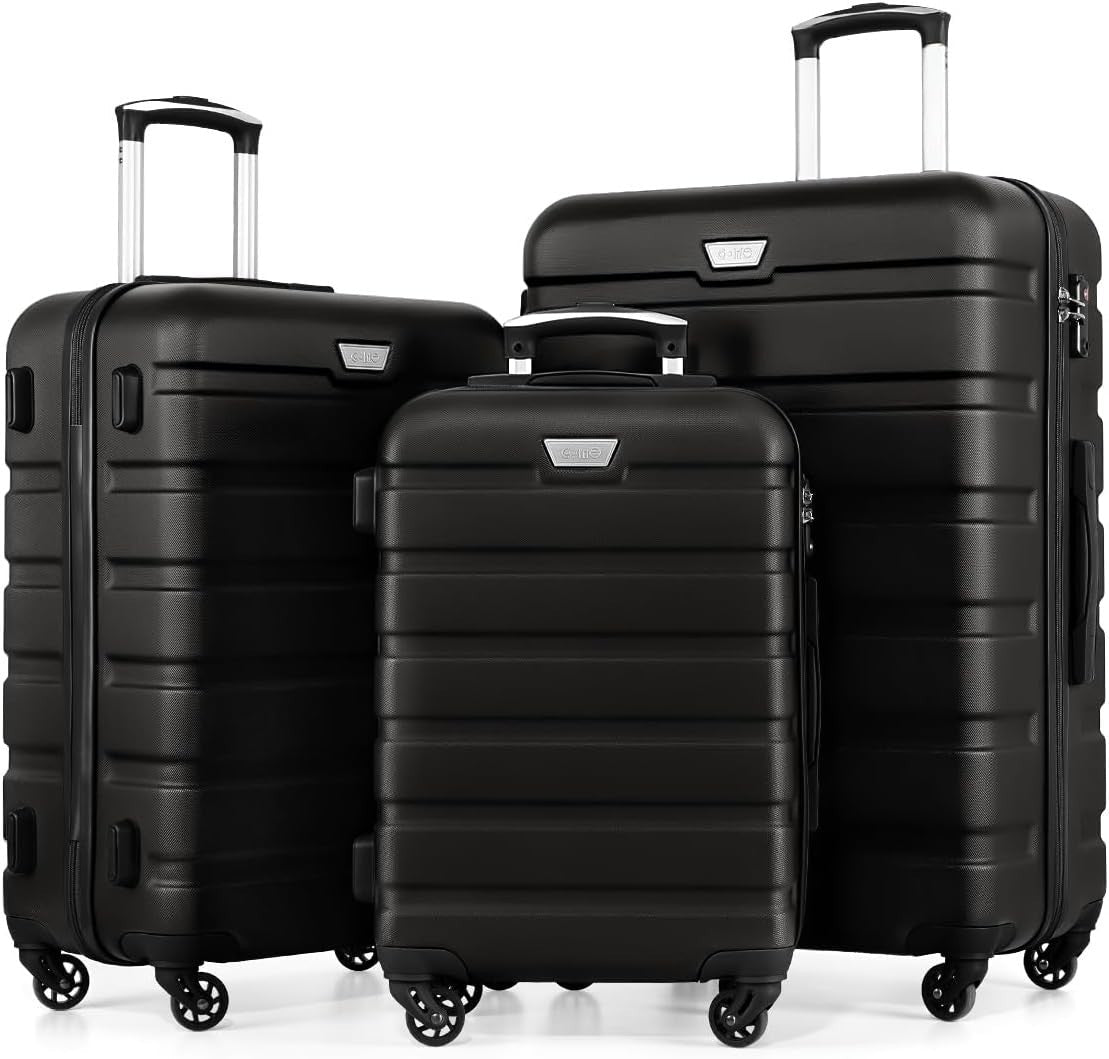 3pc Luggage Set Carry On Medium Large Hard Shell TSA Spinner Travel - Kwikley