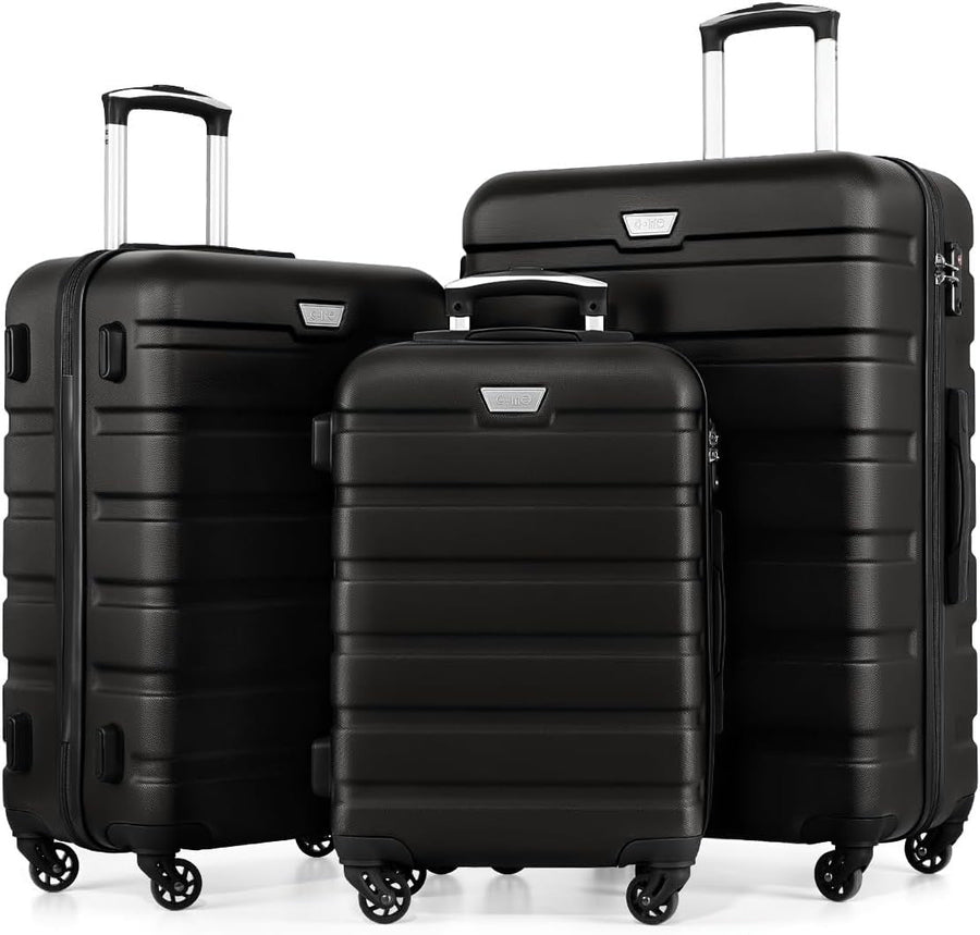 3pc Luggage Set Carry On Medium Large Hard Shell TSA Spinner Travel - Kwikley