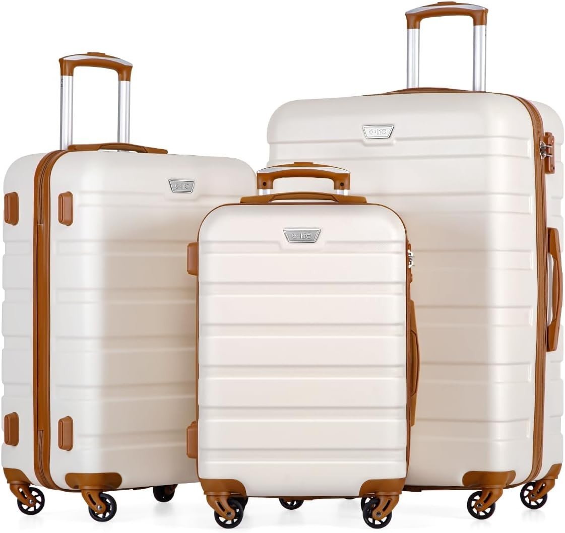 3pc Luggage Set Carry On Medium Large Lightweight Hard Shell TSA Spinner - Kwikley
