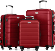3pc Luggage Set Carry On Medium Large TSA Lock Spinner Wheels - Kwikley
