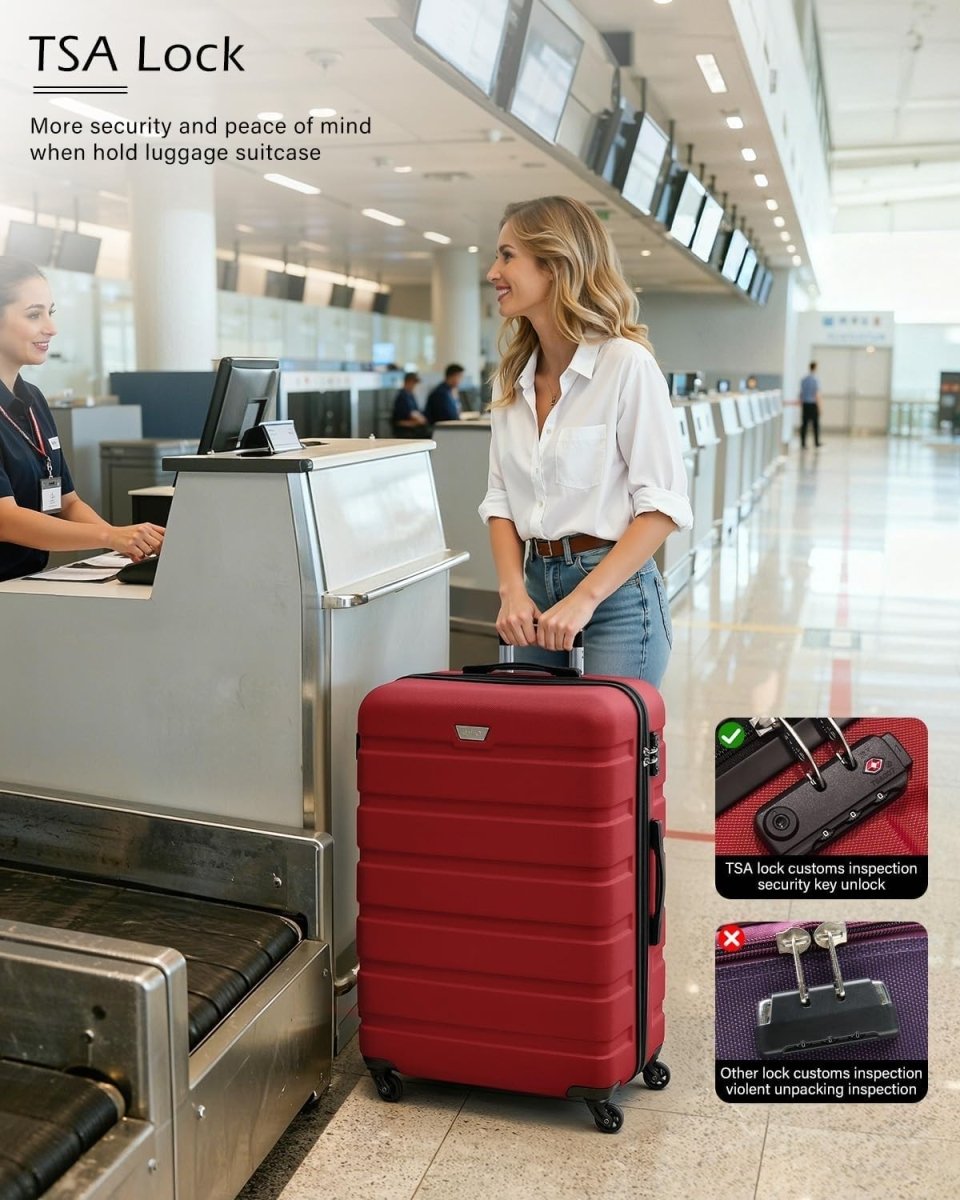 3pc Luggage Set Carry On Medium Large TSA Lock Spinner Wheels - Kwikley