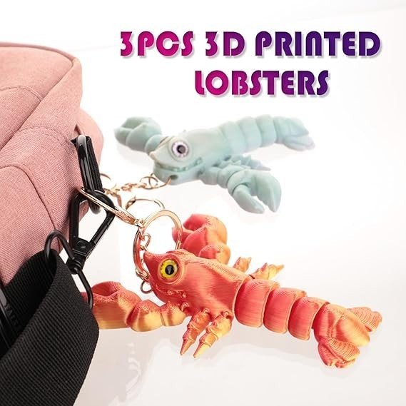 3pcs 3D Printed Lobster Fidget Keychain Desk Stress Relief Toy - Kwikley