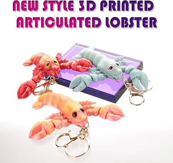 3pcs 3D Printed Lobster Fidget Keychain Desk Stress Relief Toy - Kwikley