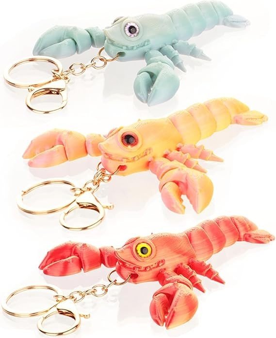 3pcs 3D Printed Lobster Fidget Keychain Desk Stress Relief Toy - Kwikley