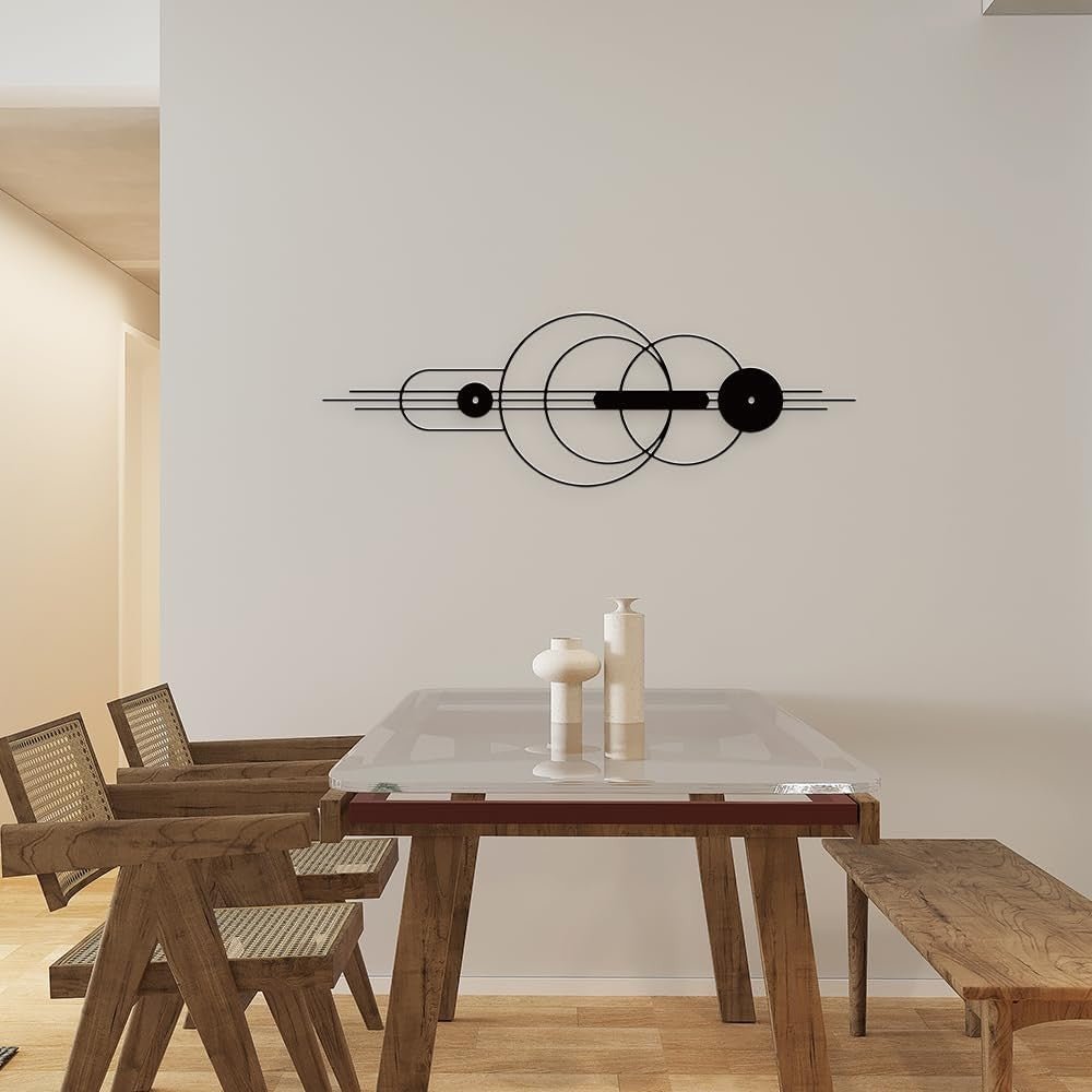 3Pcs Black Abstract Metal Wall Art Geometric Decor - Kwikley