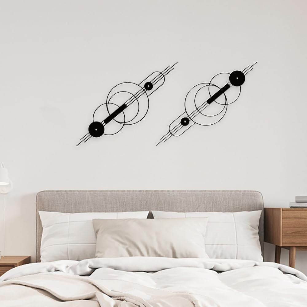 3Pcs Black Abstract Metal Wall Art Geometric Decor - Kwikley