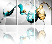 3Pcs Large Wine Red Canvas Wall Art – Modern Abstract Goblet 60x28'' - Kwikley