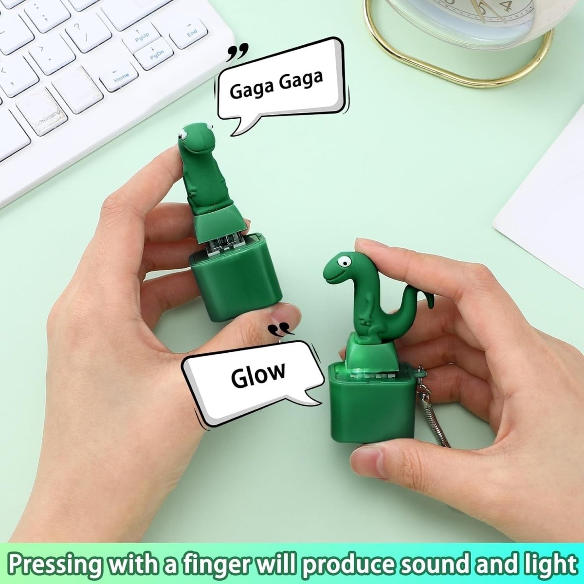 3pcs Lizard Sound Fidget Keychain LED Clicker Stress Relief Toy - Kwikley