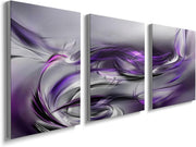 3Pcs Purple Abstract Canvas Wall Art 40x30cm Modern - Kwikley