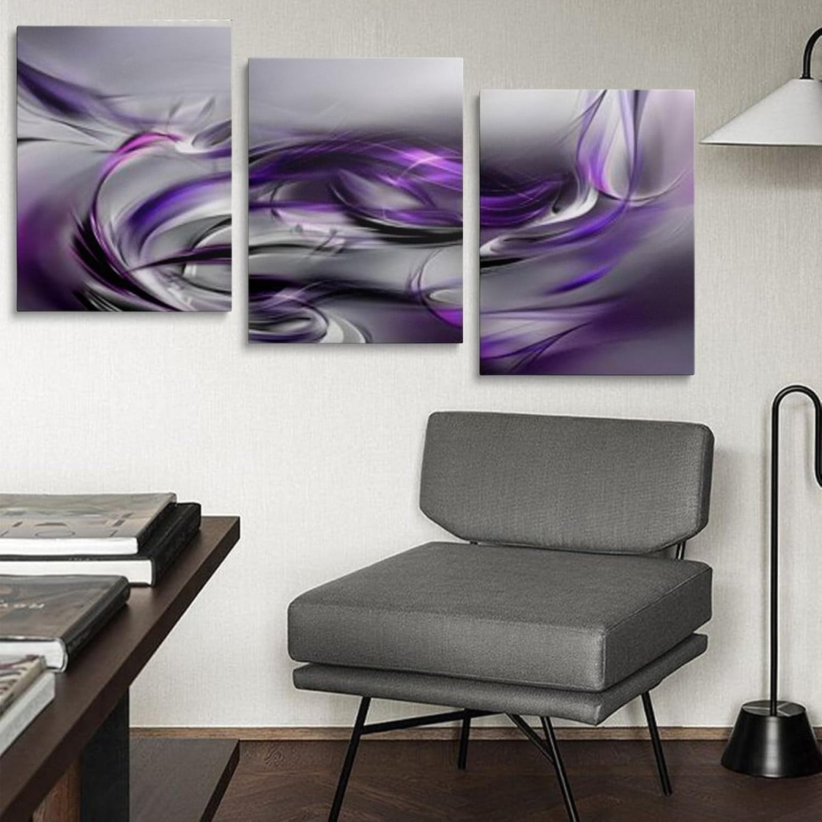 3Pcs Purple Abstract Canvas Wall Art 40x30cm Modern - Kwikley