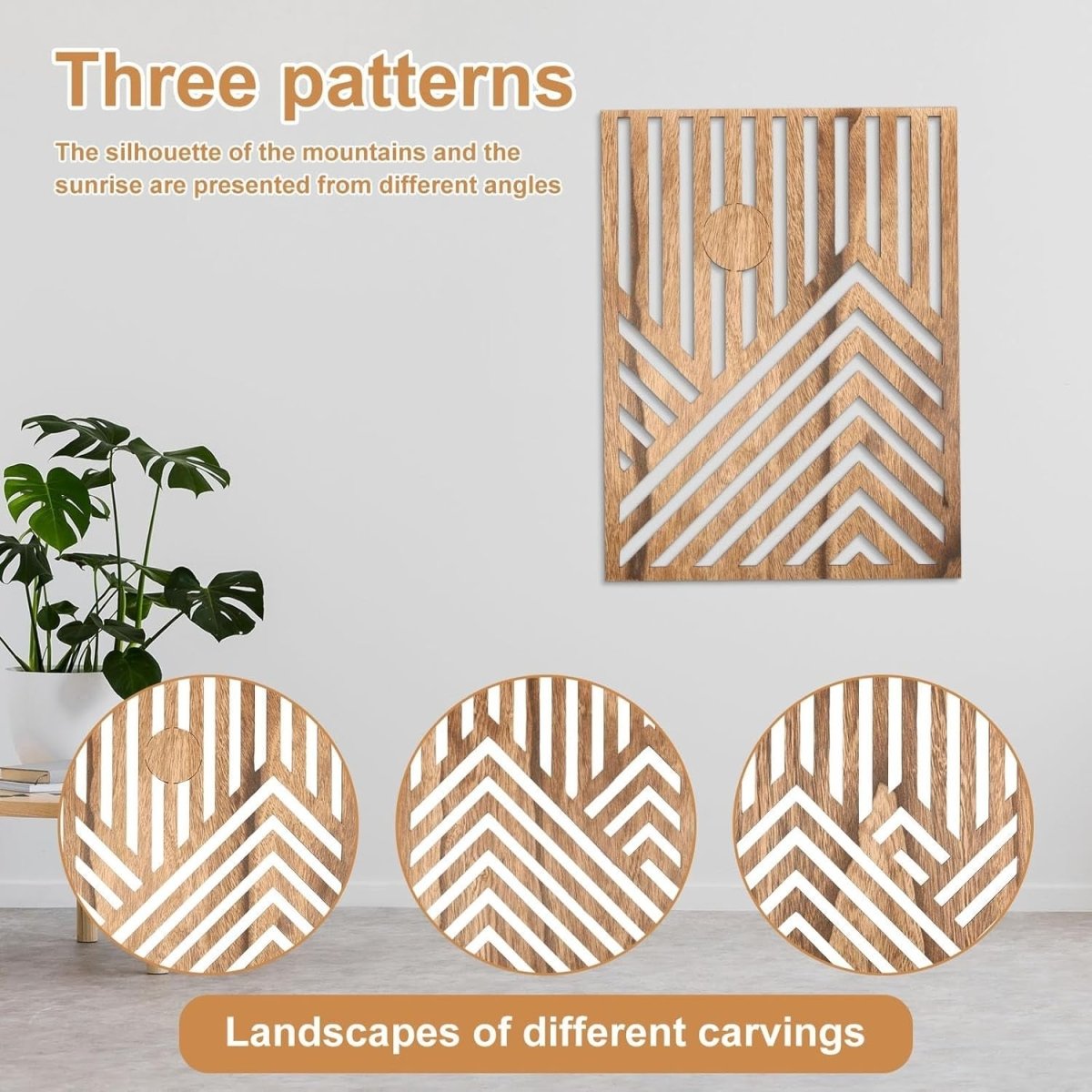 3Pcs Wooden Mountain Wall Art 32x42cm Rustic Decor - Kwikley