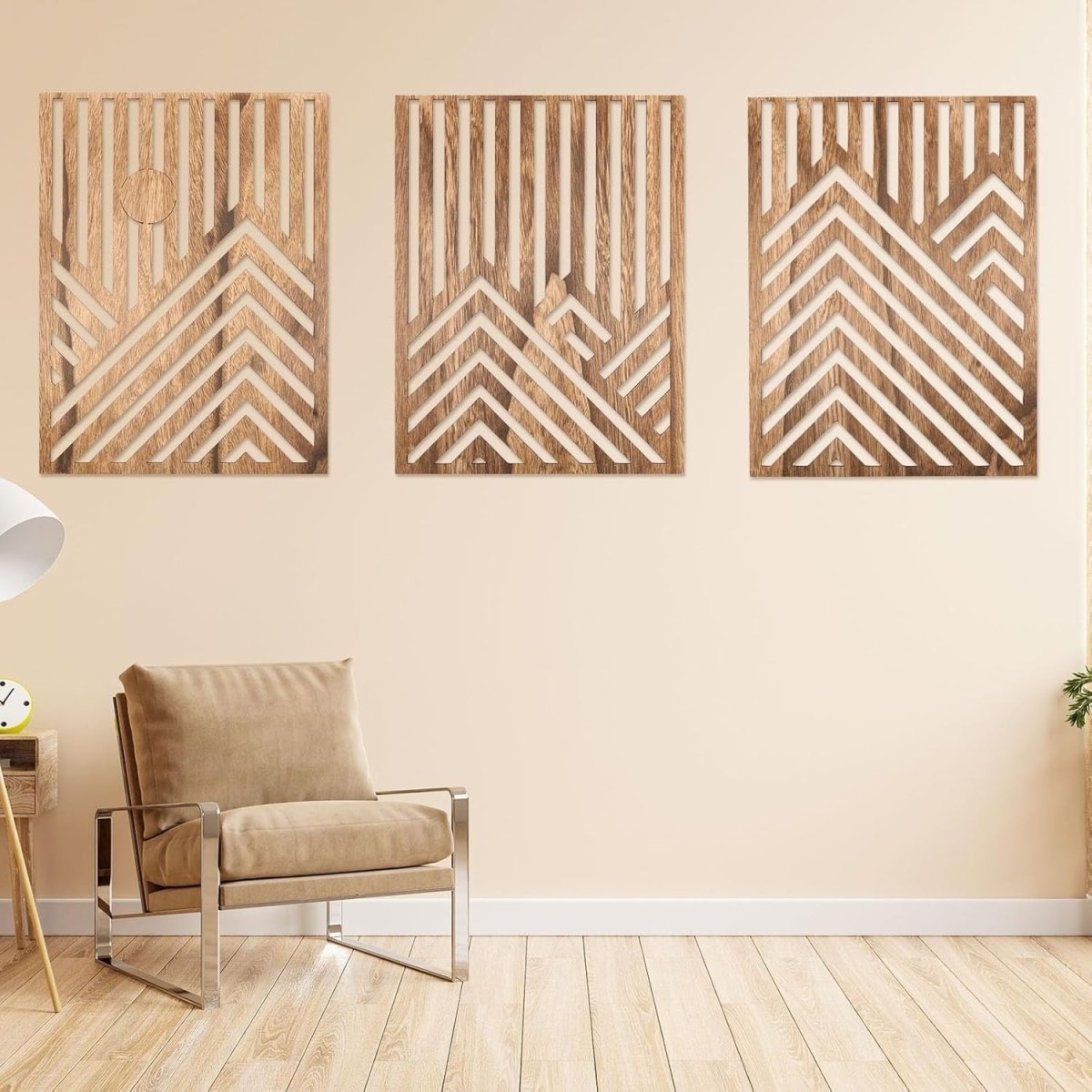 3Pcs Wooden Mountain Wall Art 32x42cm Rustic Decor - Kwikley