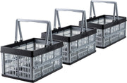 3x 16L Collapsible Storage Crates 39x26x21cm Grey - Kwikley