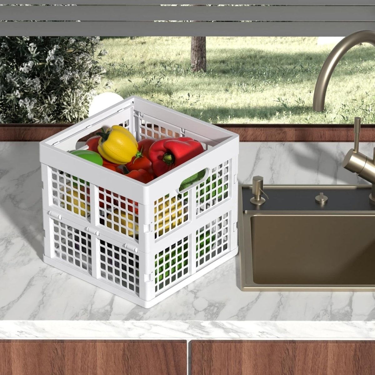 3x 18L Square Collapsible Storage Crates 28.4x28.4x27.3cm White - Kwikley
