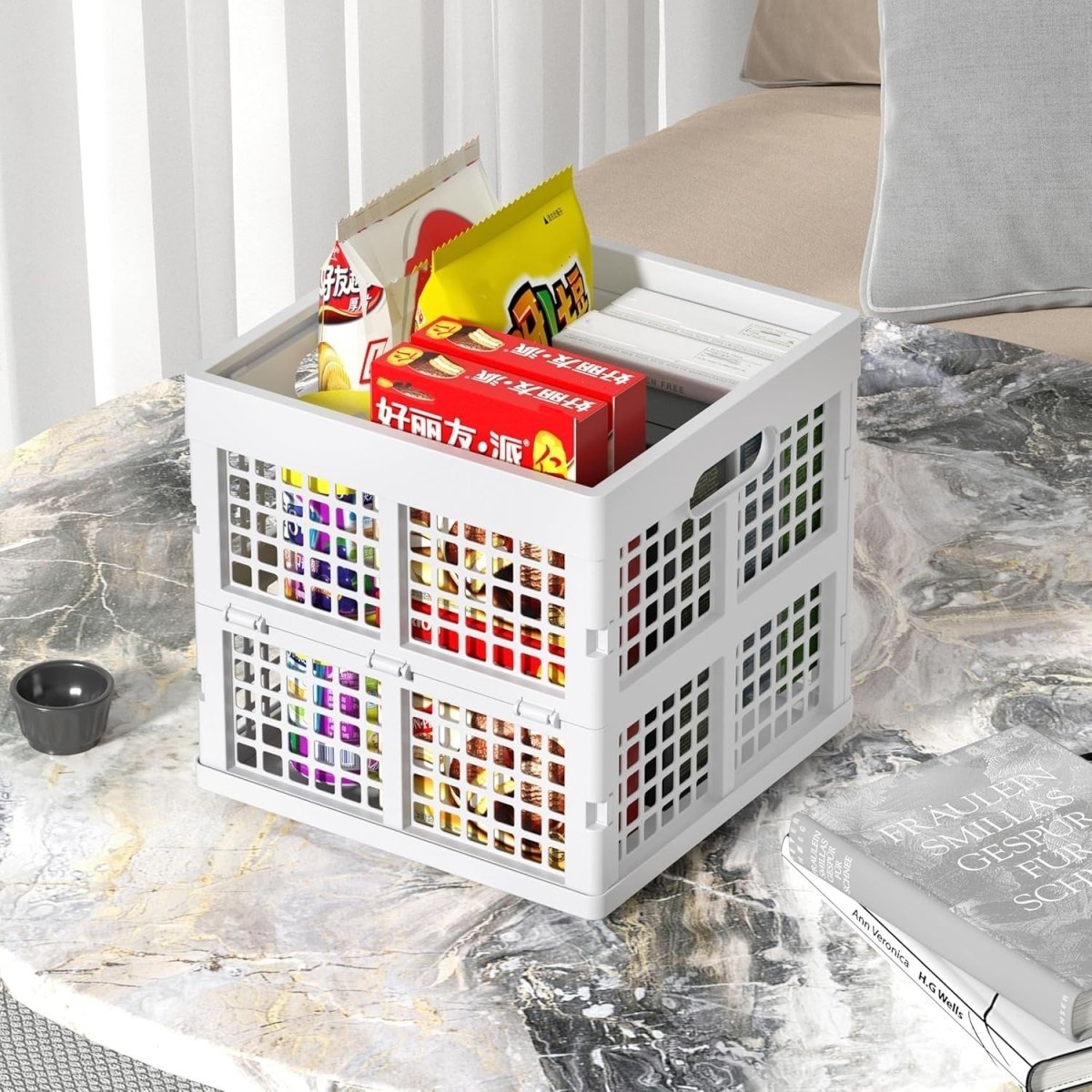 3x 18L Square Collapsible Storage Crates 28.4x28.4x27.3cm White - Kwikley