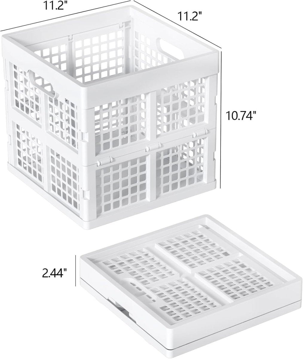 3x 18L Square Collapsible Storage Crates 28.4x28.4x27.3cm White - Kwikley