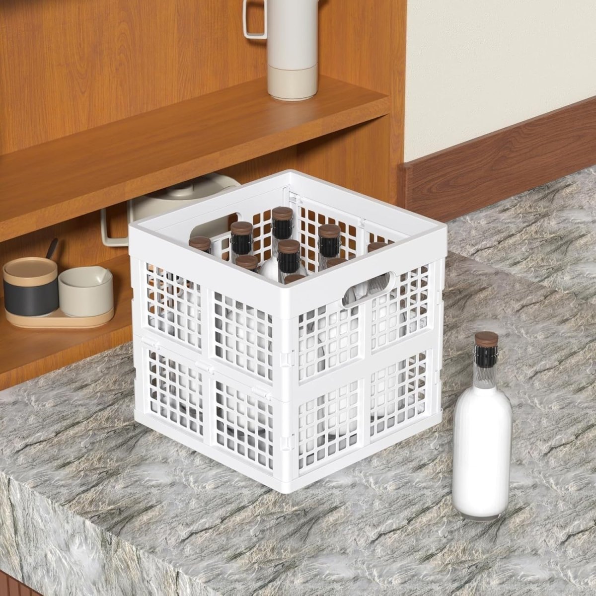 3x 18L Square Collapsible Storage Crates 28.4x28.4x27.3cm White - Kwikley