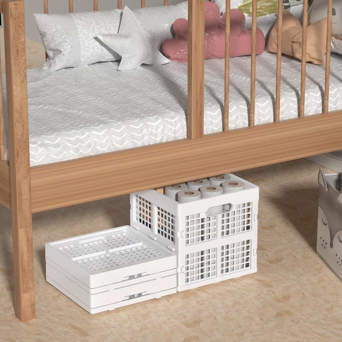 3x 18L Square Collapsible Storage Crates 28.4x28.4x27.3cm White - Kwikley