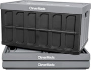 3x 62L Collapsible Storage Crates with Lid 59.4x38.4x31.8cm Stone - Kwikley