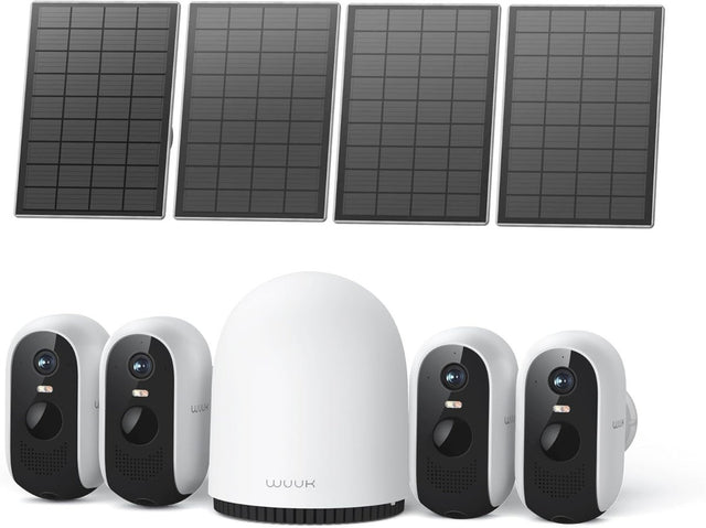 4 Camera Solar Security System 2K Wireless No Monthly Fee WiFi Kit