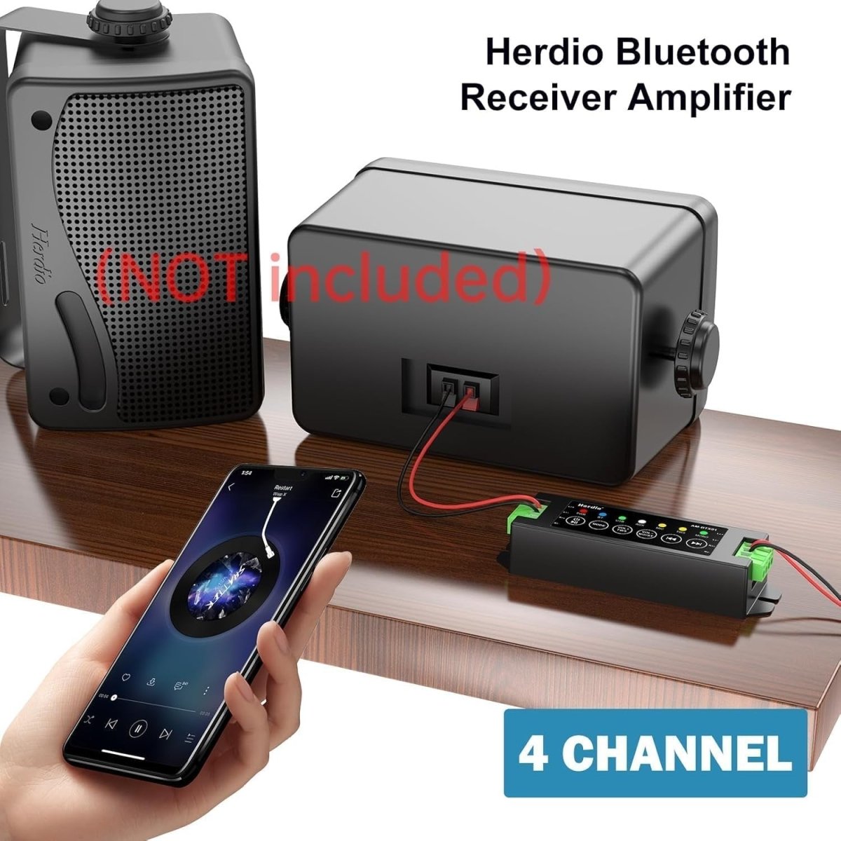 4 - Channel Bluetooth Amplifier 200W USB AUX TWS 40W Each - Kwikley