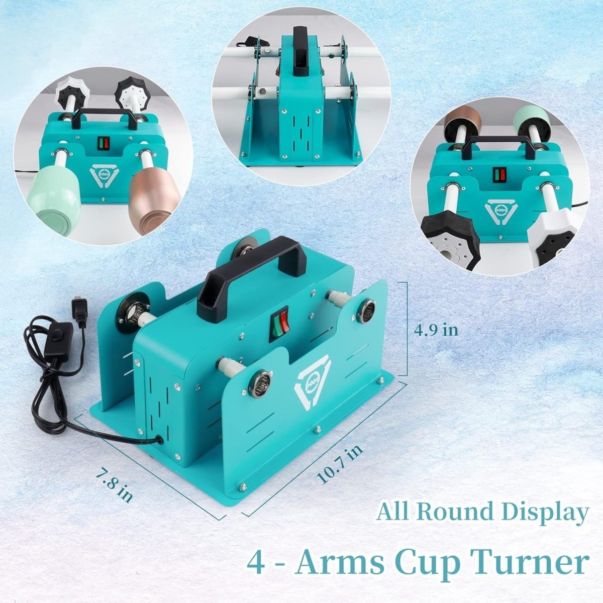 4 Cup Tumbler Turner Machine Electric Epoxy Resin Spinner with On Off Switch - Kwikley