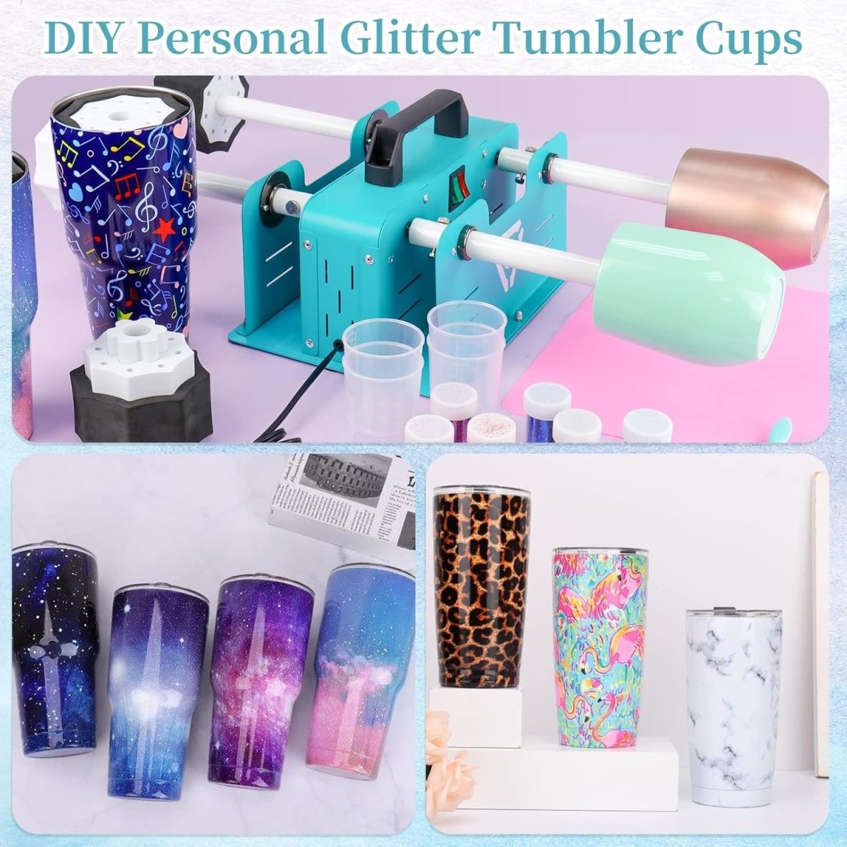 4 Cup Tumbler Turner Machine Electric Epoxy Resin Spinner with On Off Switch - Kwikley