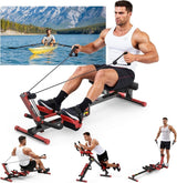 4-in-1 Rowing Machine Ab Trainer Foldable Quiet Rower LCD Home Gym 118KG
