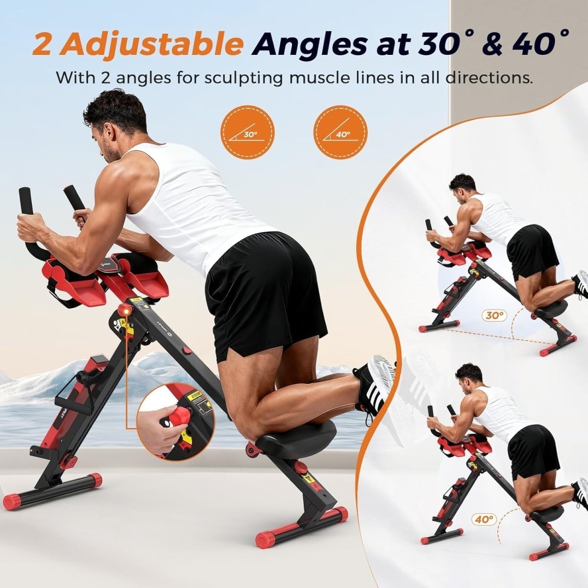 4 - in - 1 Rowing Machine Ab Trainer Foldable Quiet Rower LCD Home Gym 118KG - Kwikley