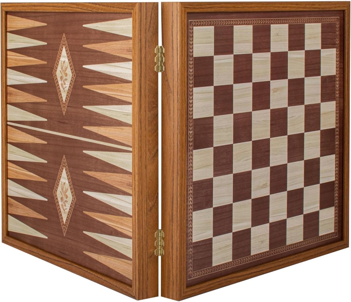 4 - in - 1 Wooden Classic Board Game Set 34cm – Chess, Ludo, Backgammon - Kwikley