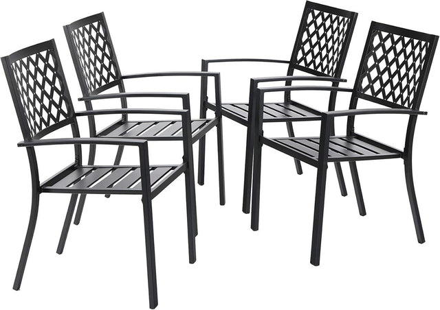 4 Metal Patio Dining Chairs Stackable Garden Bistro Outdoor Deck Set