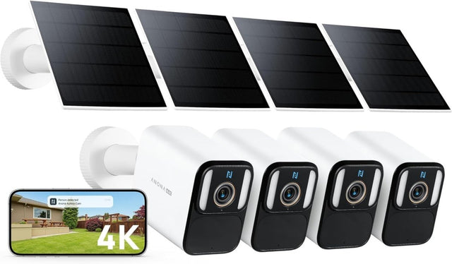 4 Pack 4K Solar Security Cameras 8MP Color Night Vision No Fees
