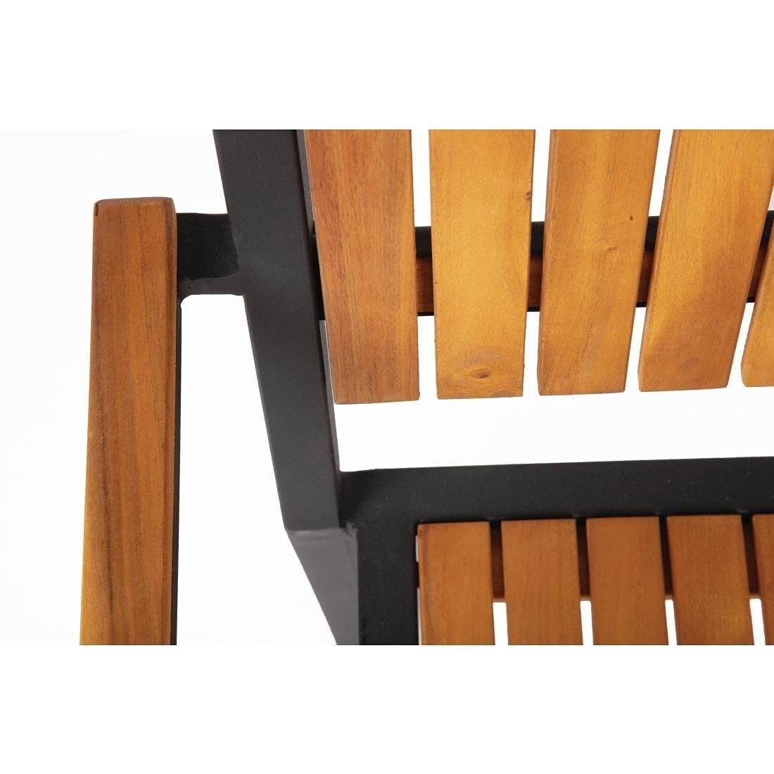 4 Pack Acacia Wood Steel Armchairs Stackable Indoor Outdoor Dining Chairs - Kwikley