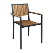 4 Pack Acacia Wood Steel Armchairs Stackable Indoor Outdoor Dining Chairs - Kwikley