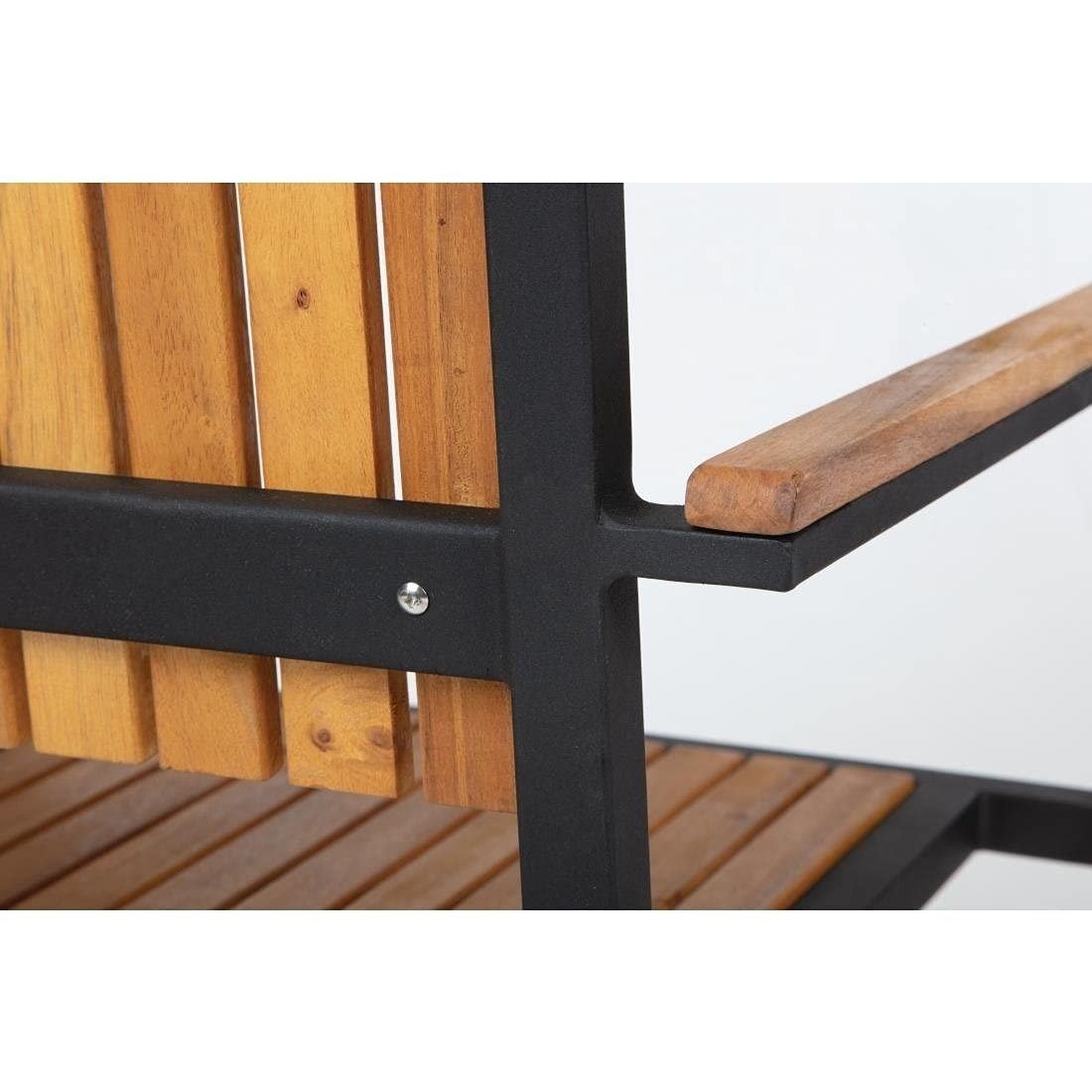 4 Pack Acacia Wood Steel Armchairs Stackable Indoor Outdoor Dining Chairs - Kwikley