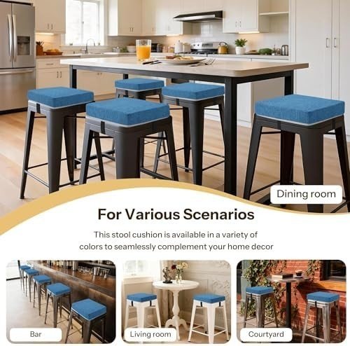 4 Pack Bar Stool Cushions Non Slip Square Seat Pads Washable 30x30cm - Kwikley
