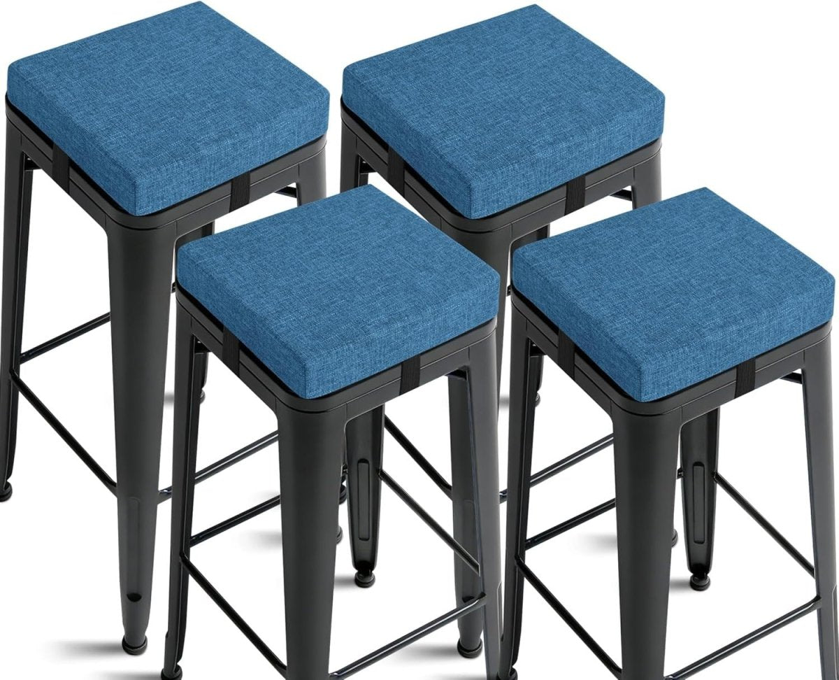 4 Pack Bar Stool Cushions Non Slip Square Seat Pads Washable 30x30cm - Kwikley