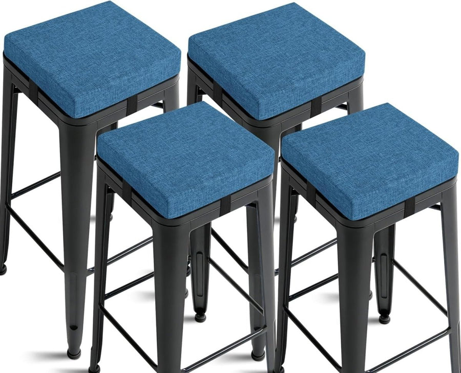 4 Pack Bar Stool Cushions Non Slip Square Seat Pads Washable 30x30cm - Kwikley