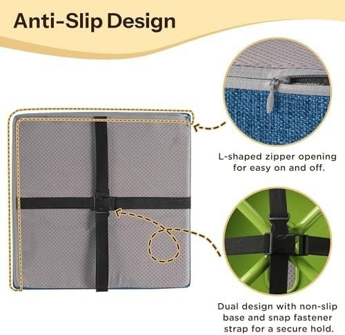 4 Pack Bar Stool Cushions Non Slip Square Seat Pads Washable 30x30cm - Kwikley