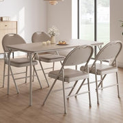 4 - Pack Padded Folding Chairs Metal Frame Beige Indoor Outdoor 88cm H - Kwikley