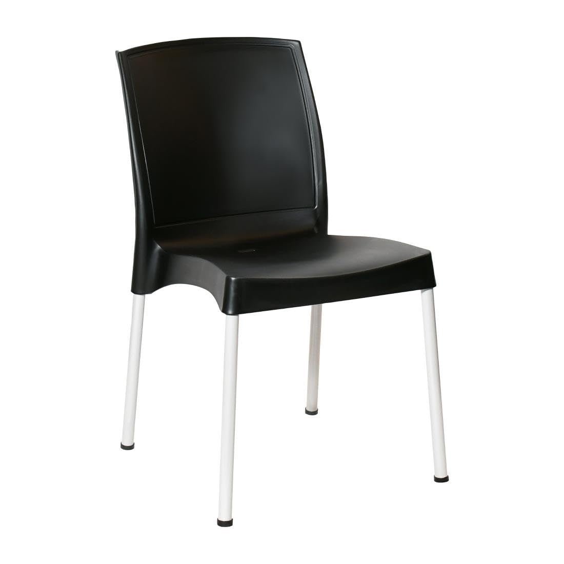 4 Pack Stackable Plastic Dining Chairs UV - Protected Side Chairs Black - Kwikley
