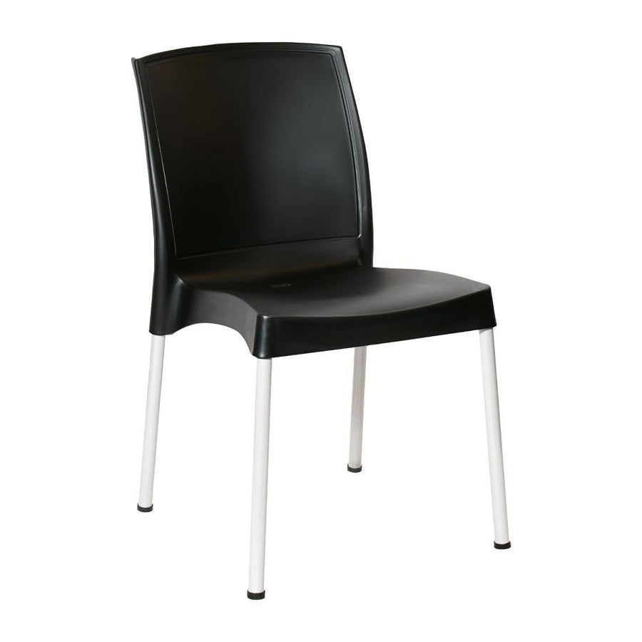 4 Pack Stackable Plastic Dining Chairs UV - Protected Side Chairs Black - Kwikley