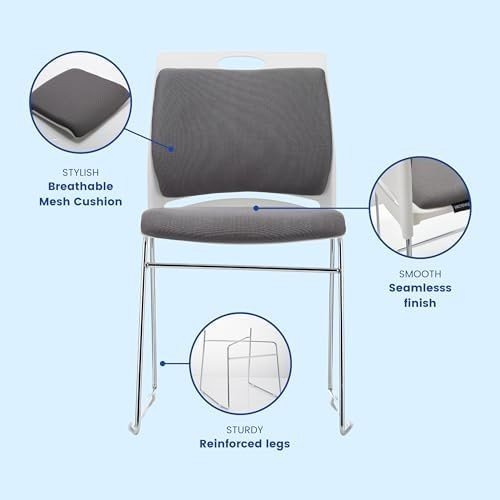 4 Pack Stacking Office Guest Chairs PU Leather Sled Base Reception Gray - Kwikley