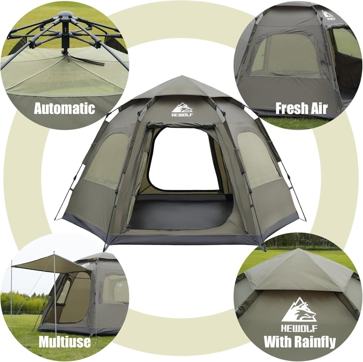 4 Person Instant Pop Up Camping Tent Waterproof Family Dome - Kwikley
