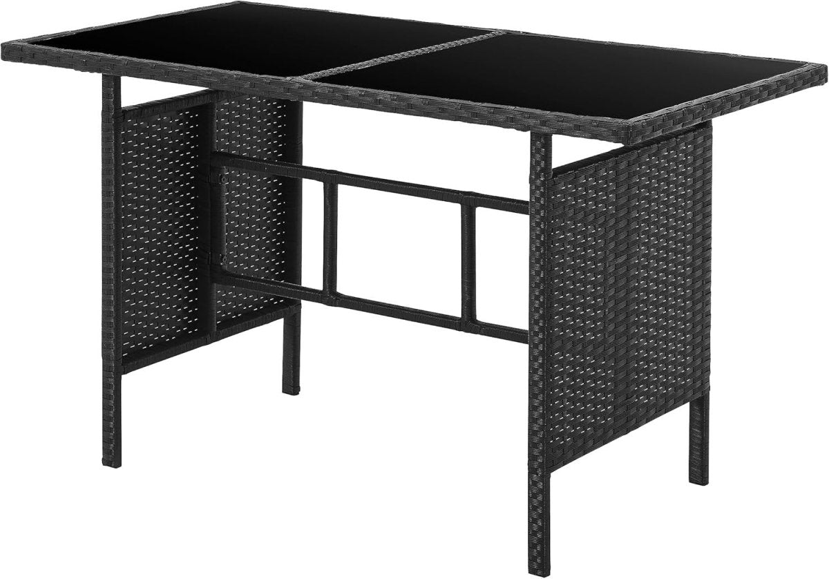 4 Seat Rattan Garden Dining Set Sofa Chairs Glass Table Patio Conservatory - Kwikley